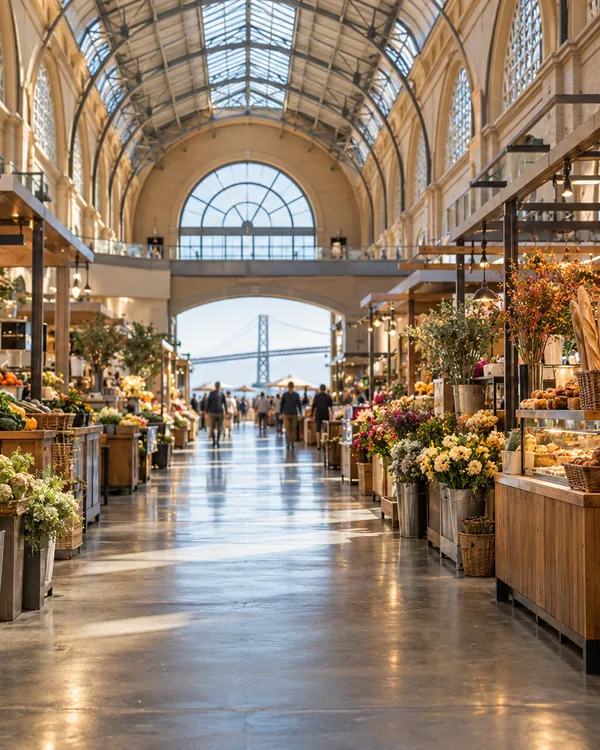 Food stalls inside the Ferry Building