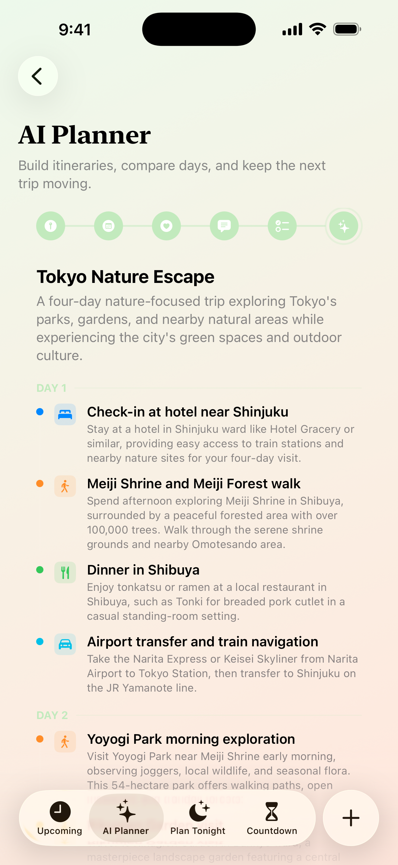 Maveon AI-generated itinerary